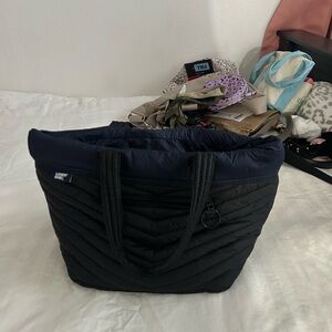 Lands' End Navy Quilted Puffer Tote Bag